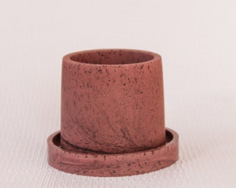 Valentine’s Day Sale Concrete Planter | Merlot & Terracotta Plant Pot | 3 Inch Minimalist Planter | Gift for Her | Modern Home Decor