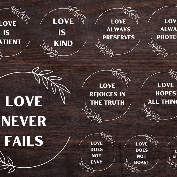 Wedding Aisle Sign SVGs/PNGs, 1 Corinthians 13, DIY Wedding Signs, Walkways Signs SVG, Love is patient svg, Love is Kind Svg, Wedding Signs