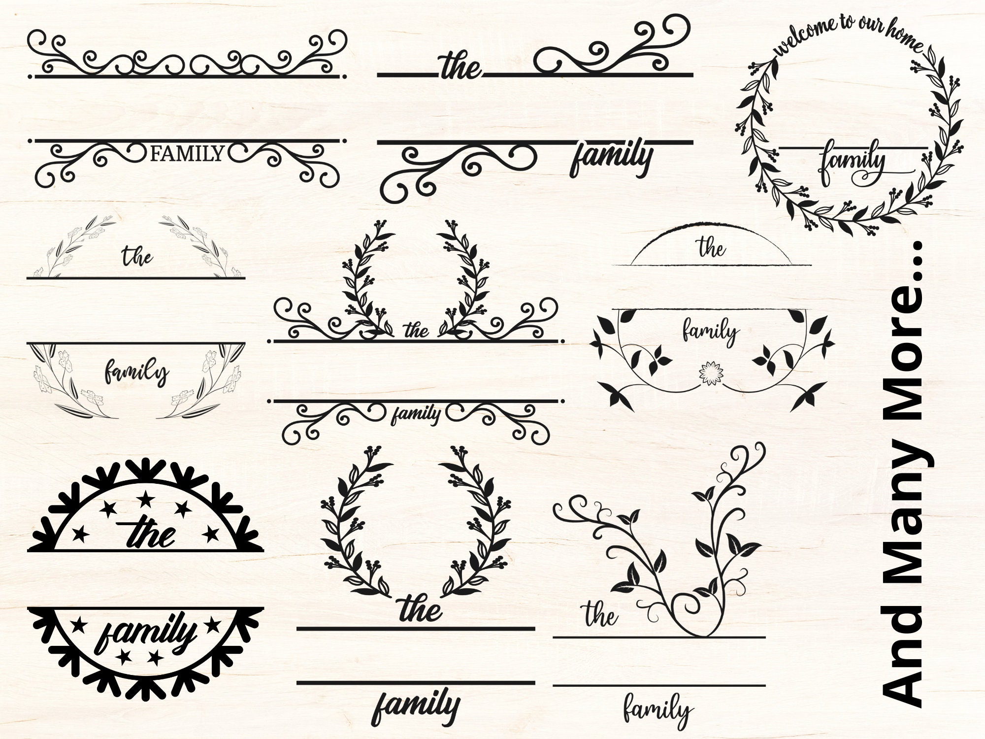 100 Family Name Monogram Svg Bundle Hand Drawn Wedding - Etsy