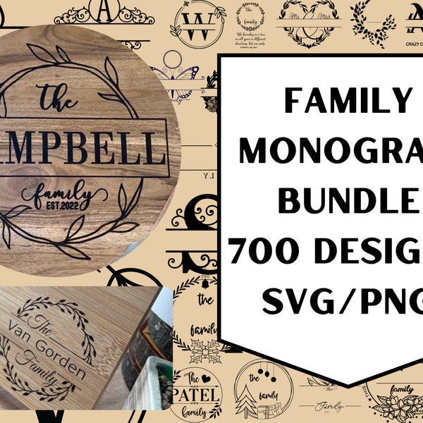 700 Family name monogram svg bundle hand drawn | wedding monogram svg | split monogram svg | family svg | family name svg | monogram svg png