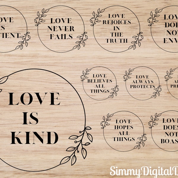 Wedding Aisle Sign SVGs/PNGs, 1 Corinthians 13, DIY Wedding Signs, Walkways Signs SVG, Love is patient svg, Love is Kind Svg, Wedding Signs