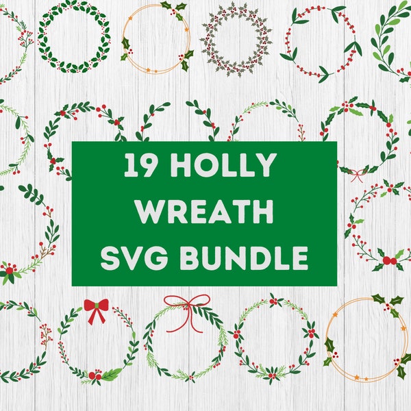 Holly Frame Svg Bundle , Holly Berry Svg Bundle , Holly Wreath Png Svg Cut Files , Christmas Border Svg , Christmas Holly Svg , Holly Svg