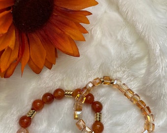 Orange Agate Stackable Bracelets