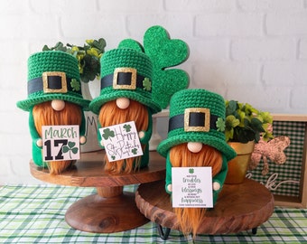 Leprechaun Gnome, St. Patrick's Day Gnome, Irish Gnome, Shamrock Gnome, St. Patrick Day Décor, St. Pat's Tiered Tray Decor