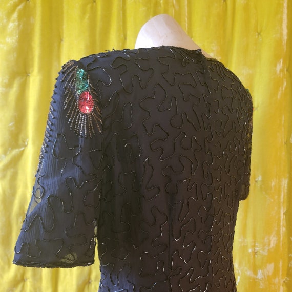 Vintage "JMD New York" Peacock Dress // 80's Sequ… - image 9