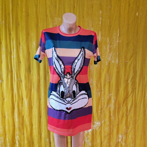 Sequin Bugs Bunny Mini Dress // 1990's 