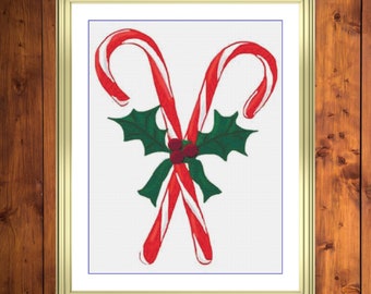 Candy Canes | Anchor Cross Stitch Pattern | Three Counted PDF Charts in Instant Download | Happy Stitching and Thanks for Visiting!