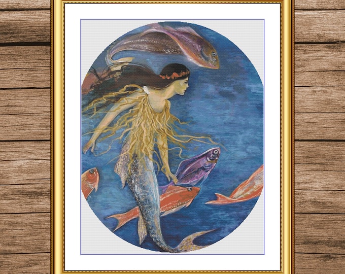 Mermaid | Anchor Cross Stitch Pattern | Three Counted PDF Charts in Instant Download | Happy Stitching and Thanks for Visiting!