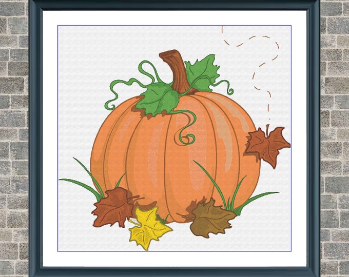 Fall Pumpkin | Anchor Cross Stitch Pattern | Three Counted PDF Charts in Instant Download | Happy Stitching and Thanks for Visiting!