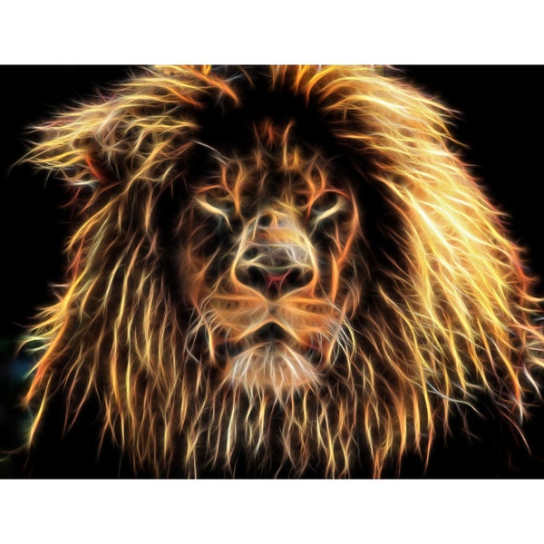 Fractal Lion | DMC Cross Stitch Quality Design | PDF Pattern | Three Counted Charts in Instant Download