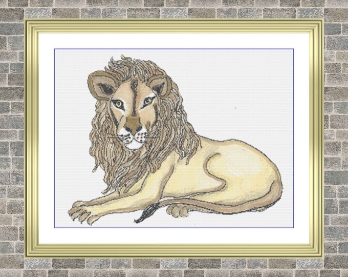 Lion | Anchor Cross Stitch Pattern | Three Counted PDF Charts in Instant Download | Happy Stitching and Thanks for Visiting!