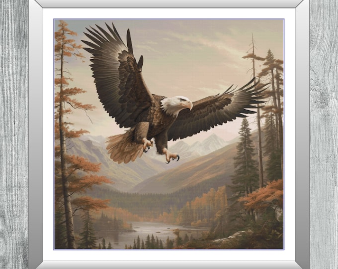 Majestic Eagle | DMC Cross Stitch Pattern | Three Counted PDF Charts in Instant Download | Thanks for Visiting!