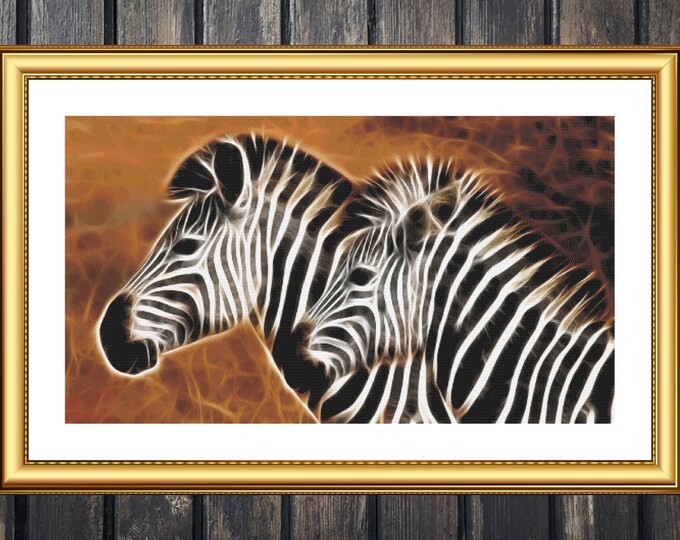 Fractal Zebra | DMC Cross Stitch Pattern | Three Counted PDF Charts in Instant Download | Happy Stitching and Thanks for Visiting!