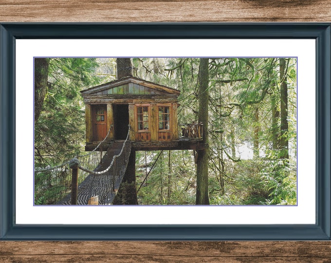 Temple of the Blue Moon - Treehouse Point | DMC Cross Stitch Pattern | Three Counted PDF Charts in Instant Download and Stitch Today!