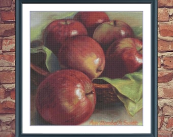 Honeycrisp Apples | DMC Cross Stitch Pattern | Three Counted PDF Charts in Instant Download | Happy Stitching and Thanks for Visiting!