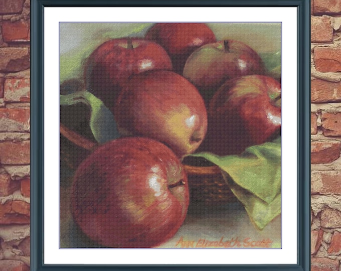 Honeycrisp Apples | DMC Cross Stitch Pattern | Three Counted PDF Charts in Instant Download | Happy Stitching and Thanks for Visiting!