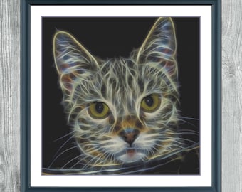 Fractal Cat 2 | DMC Cross Stitch Pattern | Three Counted PDF Charts in Instant Download | Happy Stitching and Thanks for Visiting!