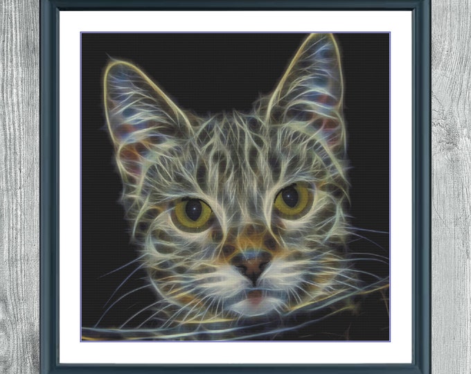 Fractal Cat 2 | DMC Cross Stitch Pattern | Three Counted PDF Charts in Instant Download | Happy Stitching and Thanks for Visiting!