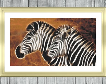 Fractal Zebra | Anchor Cross Stitch Pattern | Three Counted PDF Charts in Instant Download | Happy Stitching and Thanks for Visiting!