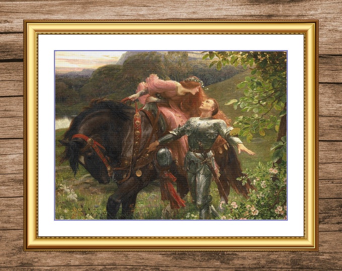La Belle Dame sans Merci - Frank Dicksee | DMC Cross Stitch Museum Quality Pattern | Three Counted PDF Charts in Instant Download!