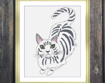 Cat | Anchor Cross Stitch Pattern | Three Counted PDF Charts in Instant Download | Happy Stitching and Thanks for Visiting!