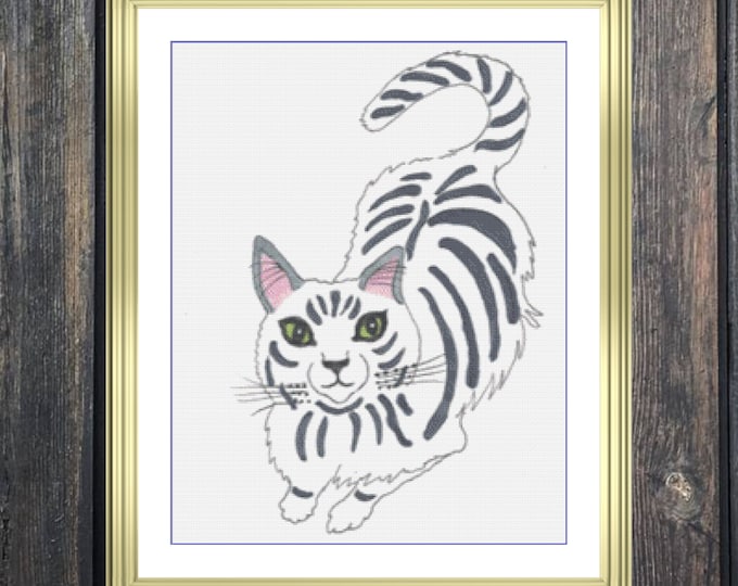 Cat | Anchor Cross Stitch Pattern | Three Counted PDF Charts in Instant Download | Happy Stitching and Thanks for Visiting!