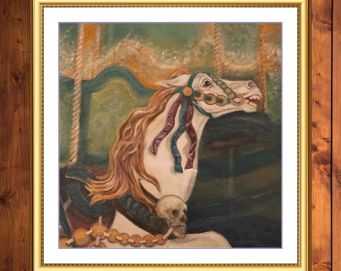 Haunted Carousel Horse | DMC Cross Stitch Museum Quality Pattern | Three Counted PDF Charts in Instant Download and Stitch Today!