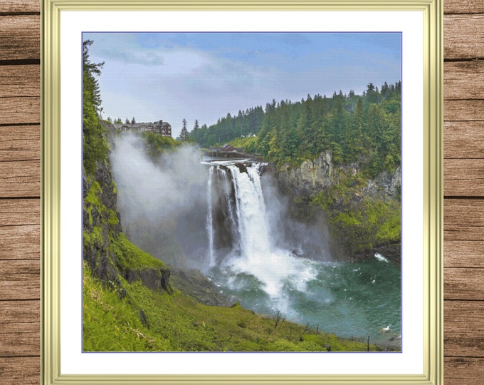 Snoqualmie Falls | Anchor Cross Stitch Pattern | Three Counted PDF Charts in Instant Download and Stitch Today!