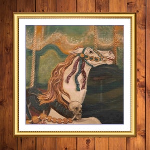 Haunted Carousel Horse | DMC Cross Stitch Pattern | Three Counted PDF Charts in Instant Download | Happy Stitching and Thanks for Visiting!