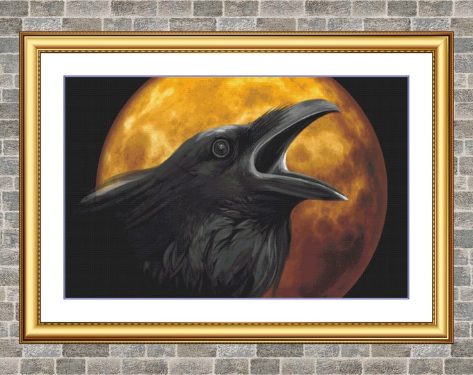 Halloween Raven 1 | Anchor Cross Stitch Pattern | Three Counted PDF Charts in Instant Download | Happy Stitching and Thanks for Visiting!
