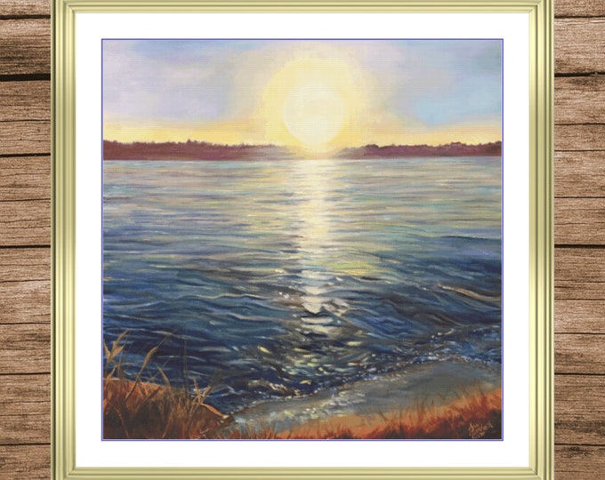 Golden Hour on Lake Sammamish | Anchor Cross Stitch Pattern | Three Counted PDF Charts in Instant Download and Stitch Today!