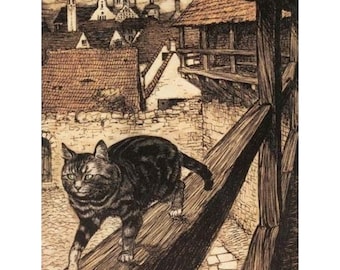 The Cat - Arthur Rackham | Anchor Cross Stitch Quality Design | PDF Pattern | Three Counted Charts in Instant Download