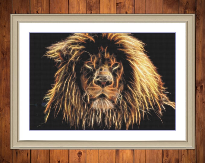 Fractal Lion | Anchor Cross Stitch Pattern | Three Counted PDF Charts in Instant Download | Happy Stitching and Thanks for Visiting!