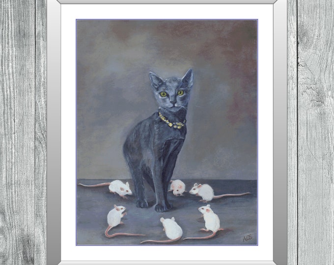 Queen Cat and Her Mice Subjects | DMC Cross Stitch Museum Quality Pattern | Three Counted PDF Charts in Instant Download and Stitch Today!