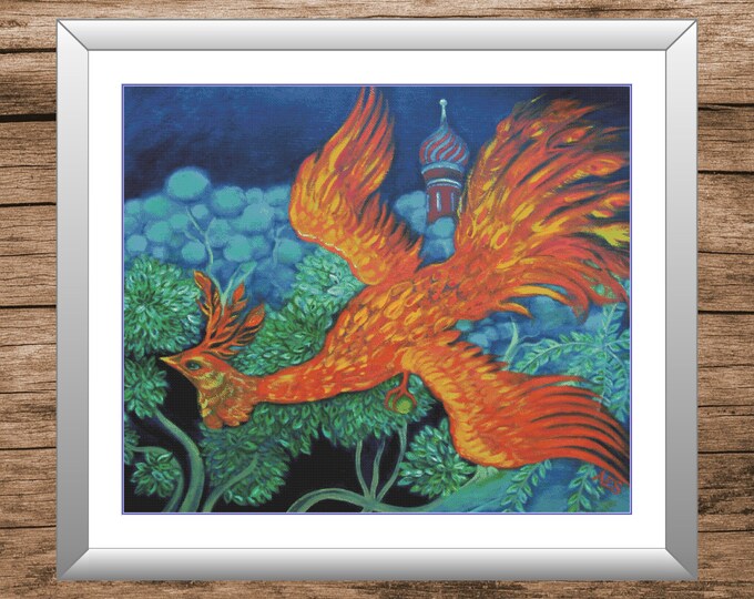 Russian Firebird | DMC Cross Stitch Pattern | Three Counted PDF Charts in Instant Download | Happy Stitching and Thanks for Visiting!
