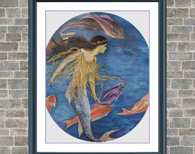 Mermaid | DMC Cross Stitch Pattern | Three Counted PDF Charts in Instant Download | Happy Stitching and Thanks for Visiting!