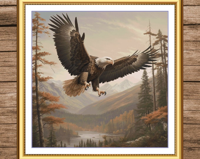 Majestic Eagle | Anchor Cross Stitch Pattern | Three Counted PDF Charts in Instant Download | Thanks for Visiting!