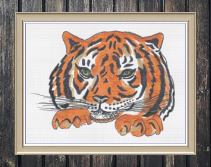 Tiger | Anchor Cross Stitch Pattern | Three Counted PDF Charts in Instant Download | Happy Stitching and Thanks for Visiting!