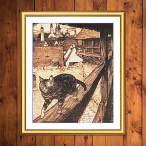 The Cat - Arthur Rackham | Anchor Cross Stitch Pattern | Three Counted PDF Charts in Instant Download and Stitch Today!