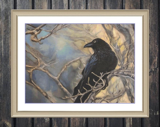 Winter Raven | Anchor Cross Stitch Museum Quality Pattern | Three Counted PDF Charts in Instant Download and Stitch Today!