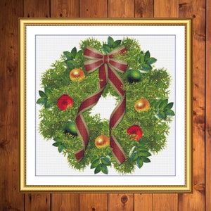 Wreath | DMC Cross Stitch Pattern | Three Counted PDF Charts in Instant Download | Happy Stitching and Thanks for Visiting!