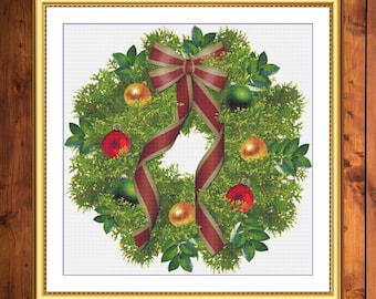 Wreath | DMC Cross Stitch Pattern | Three Counted PDF Charts in Instant Download | Happy Stitching and Thanks for Visiting!
