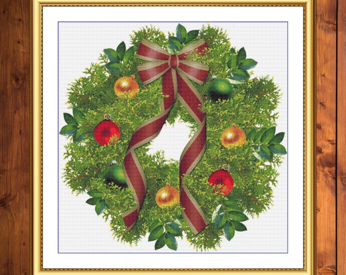 Wreath | DMC Cross Stitch Pattern | Three Counted PDF Charts in Instant Download | Happy Stitching and Thanks for Visiting!