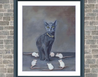 Queen Cat and Her Mice Subjects | DMC Cross Stitch Pattern | Three Counted PDF Charts in Instant Download | Thanks for Visiting!