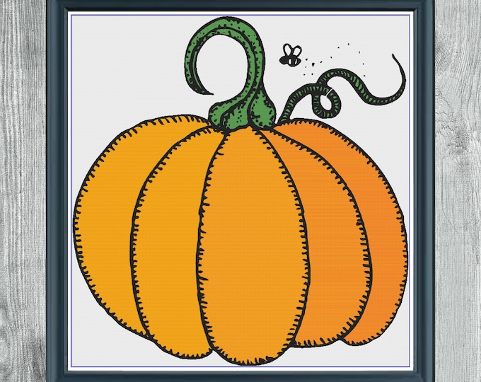Pumpkin and Bee | DMC Cross Stitch Pattern | Three Counted PDF Charts in Instant Download | Happy Stitching and Thanks for Visiting!