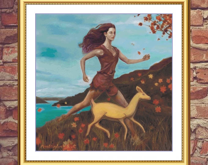 Artemis and Her Animal Cracker Deer | DMC Cross Stitch Pattern | Three Counted PDF Charts in Instant Download | Happy Stitching!