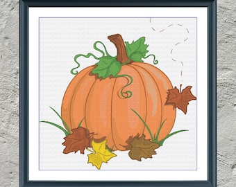 Fall Pumpkin | DMC Cross Stitch Pattern | Three Counted PDF Charts in Instant Download | Happy Stitching and Thanks for Visiting!