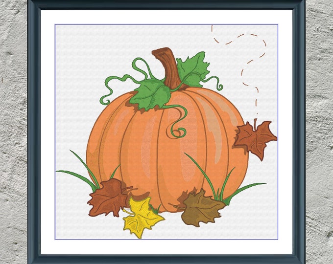 Fall Pumpkin | DMC Cross Stitch Pattern | Three Counted PDF Charts in Instant Download | Happy Stitching and Thanks for Visiting!