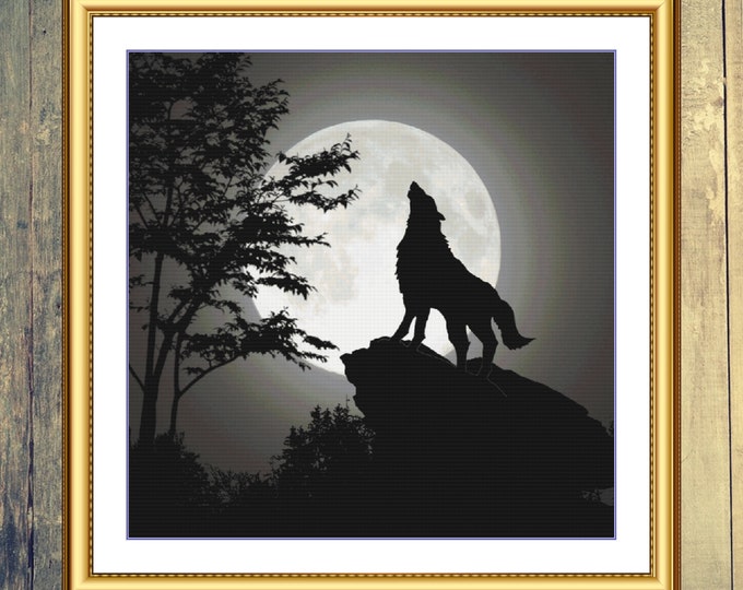 Wolf Howling | Anchor Cross Stitch Pattern | Three Counted PDF Charts in Instant Download | Happy Stitching and Thanks for Visiting!