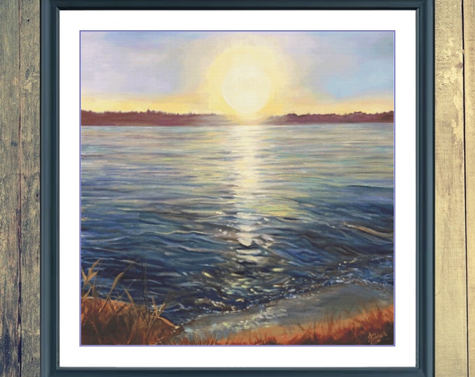 Golden Hour on Lake Sammamish | DMC Cross Stitch Pattern | Three Counted PDF Charts in Instant Download and Thanks for Visiting!